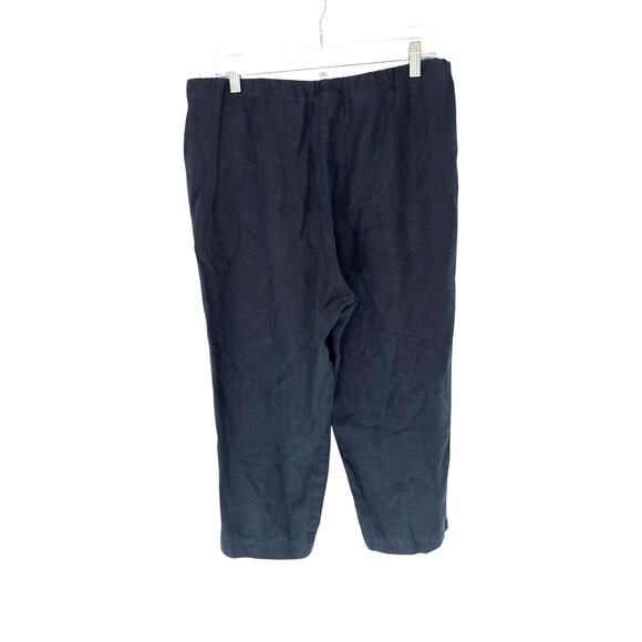 J. Jill Pure Jill Linen Slim Crop Pants Black Lagenlook Pull On Stretch Medium - Picture 7 of 11